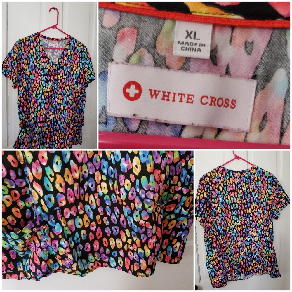 White cross scrub top